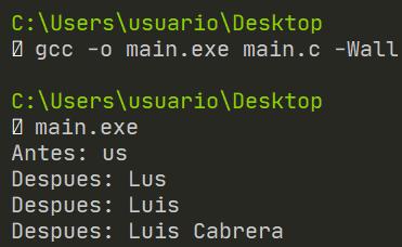 Insertar cadena en otra cadena usando C