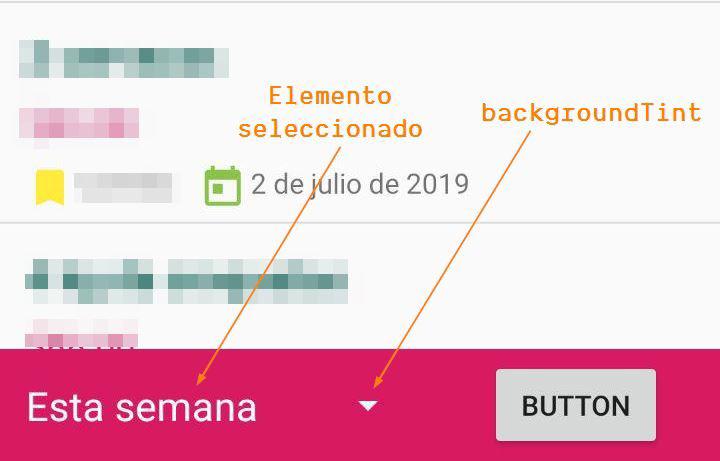 backgroundTint para cambiar color de elemento y flecha en Spinner Android