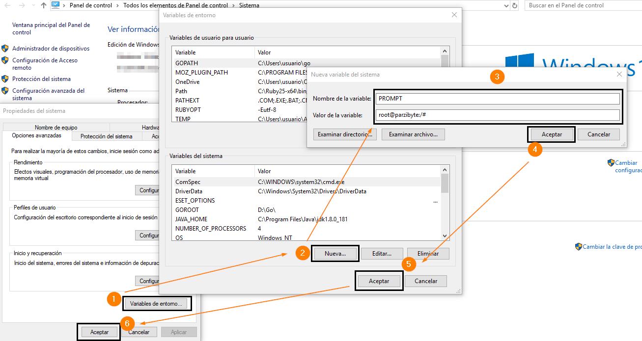 Cambiar prompt de Windows en variable de entorno