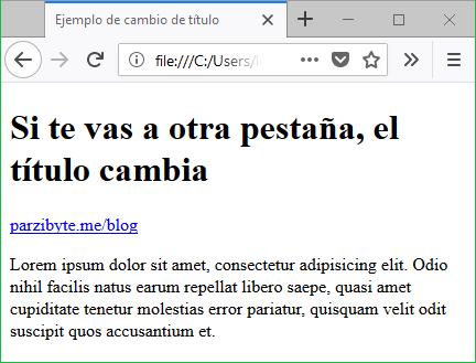 Cambiar título de página cuando el usuario cambia de pestaña - Mientras se está en la pestaña