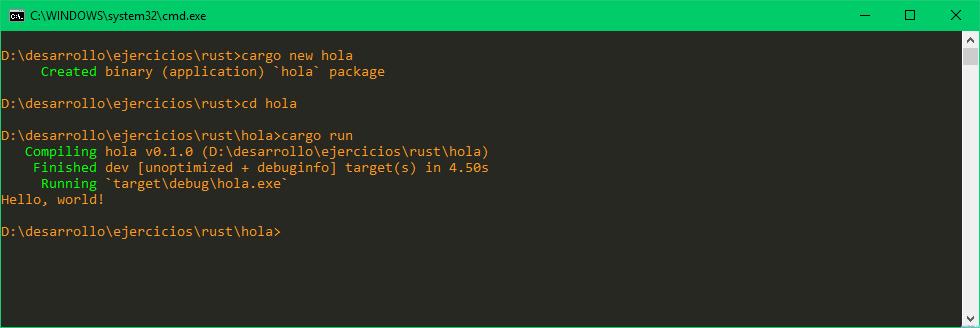 Generar nueva app de Rust con Cargo