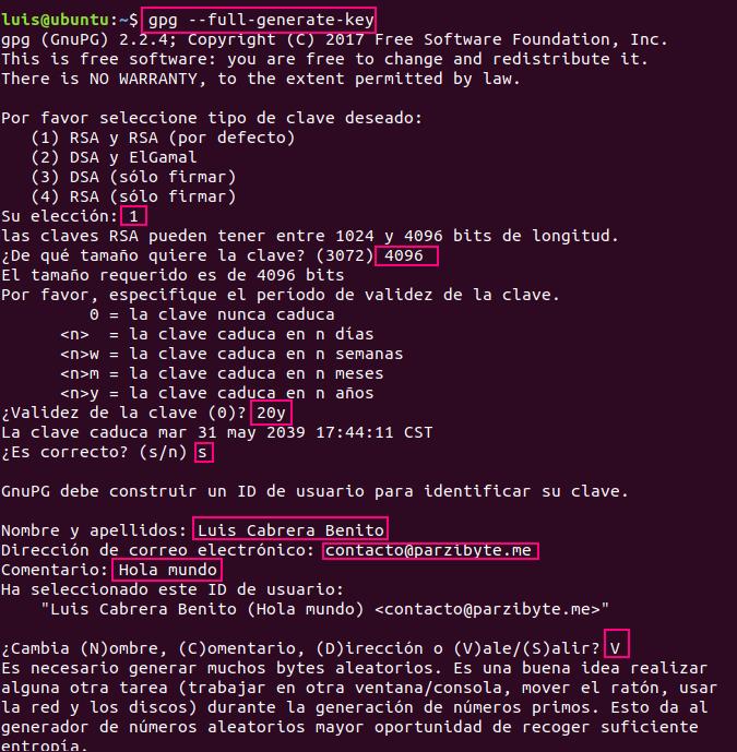 1 - Generar claves con GPG