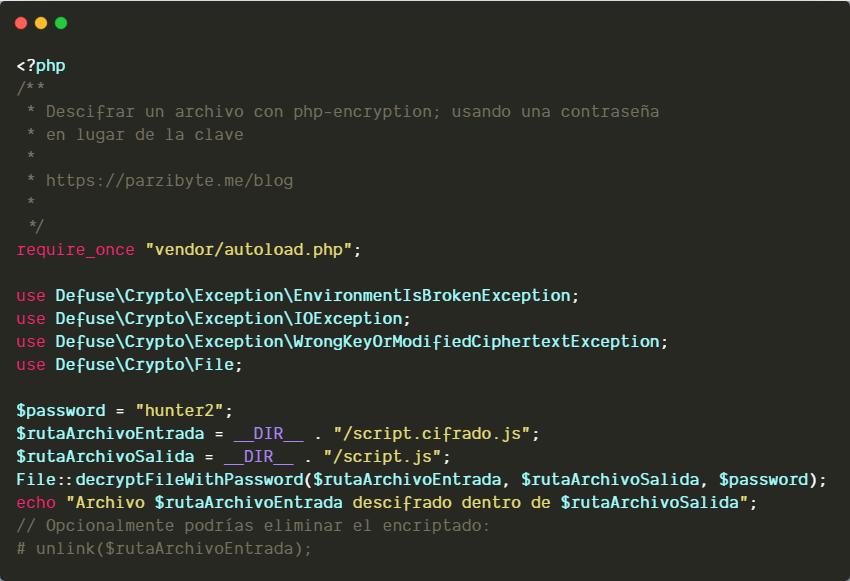 Ejemplo de uso de php-encryption