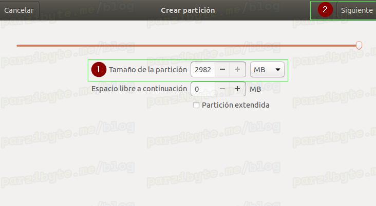 1.1 - Tamaño de partición