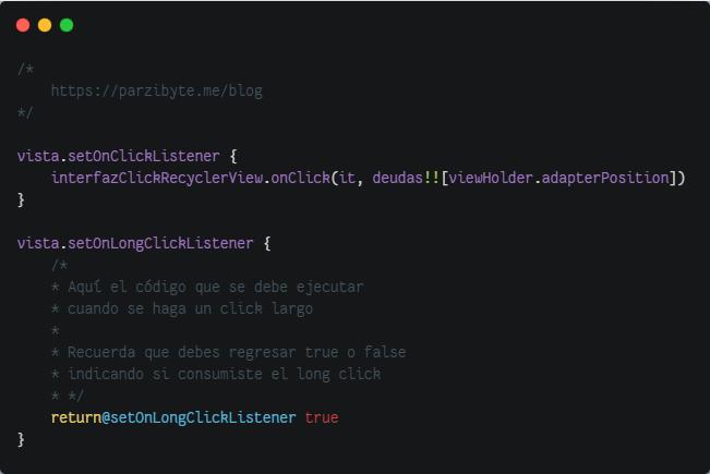 Click y long click en Kotlin