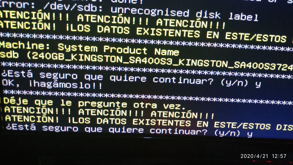 Confirmar clonado de discos duros con Clonezilla