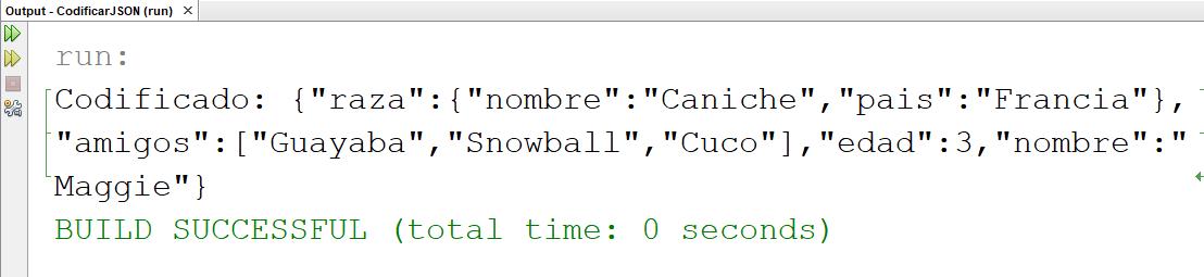 JSON codificado con Java y JSONObject