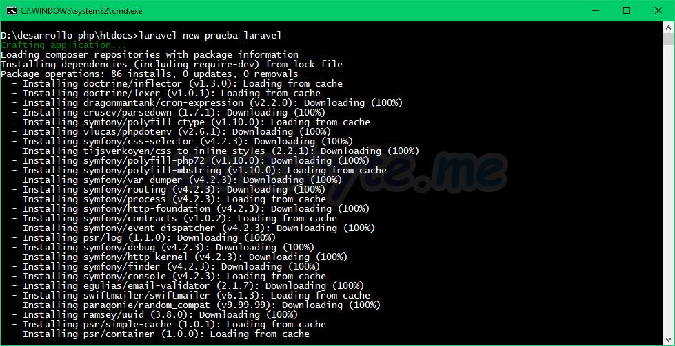 Creando nuevo proyecto de Laravel