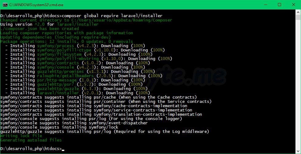 Instalar instalador de Laravel con Composer
