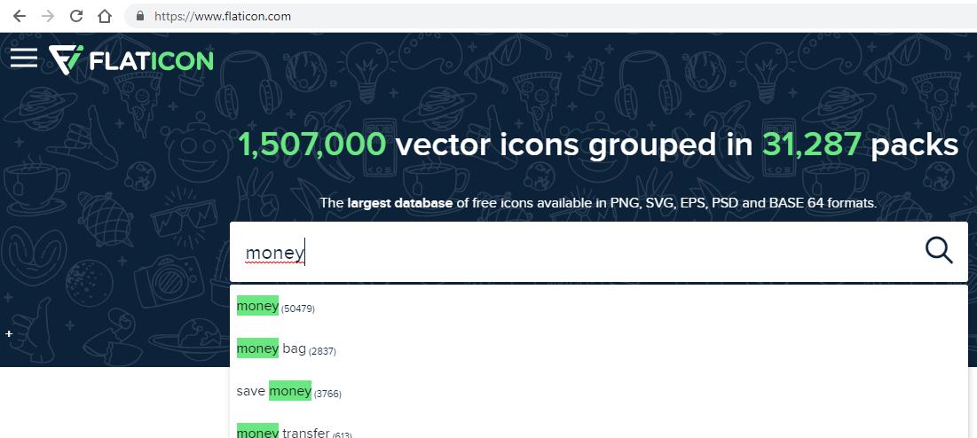 Búsqueda de iconos de flaticon