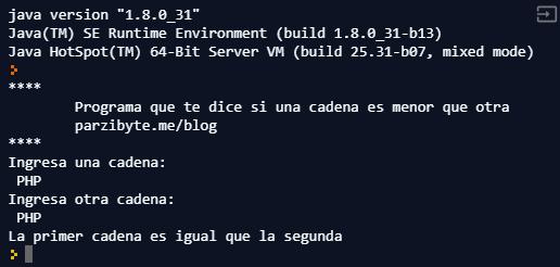 Cadena es igual que otra en Java
