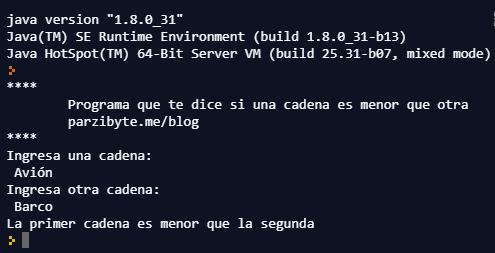 En este caso, la primer cadena es menor que la segunda