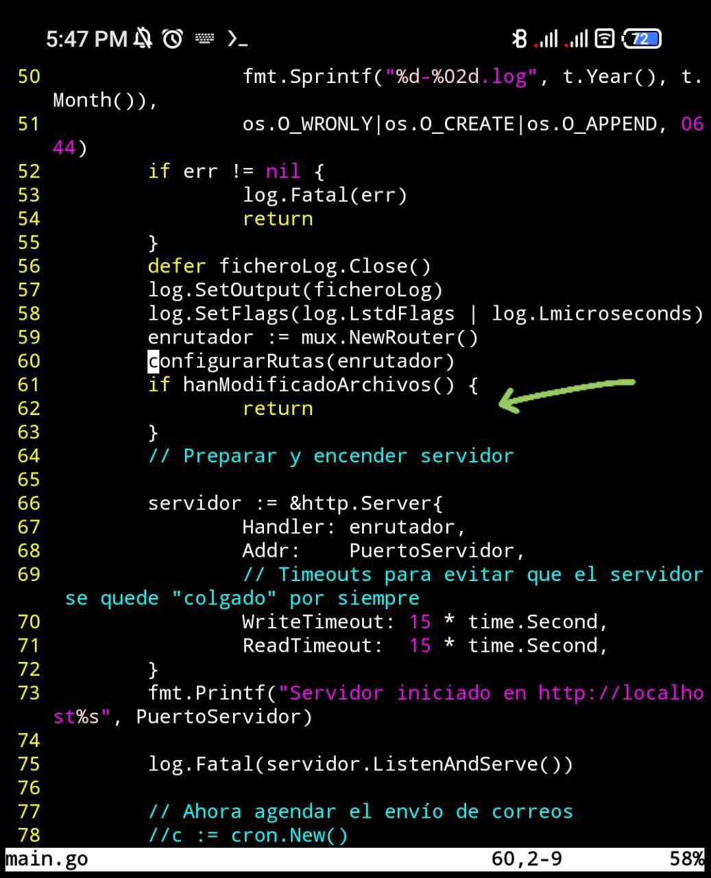 Deshabilitar verificación de archivos en Go