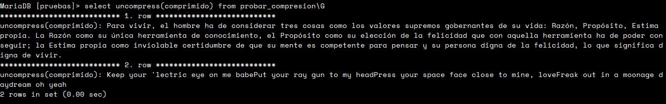3 - Descomprimir datos en MySQL usando uncompress