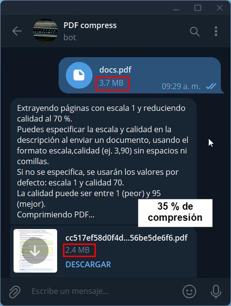 Bot de Telegram - Comprimir PDF (reducir tamaño)