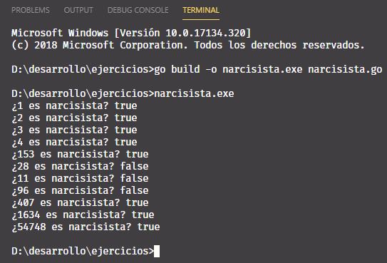 Ejecución del algoritmo en Go