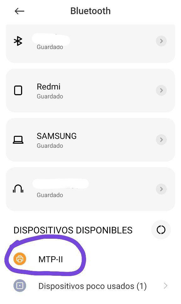 Conectar Android con impresora MTP-II
