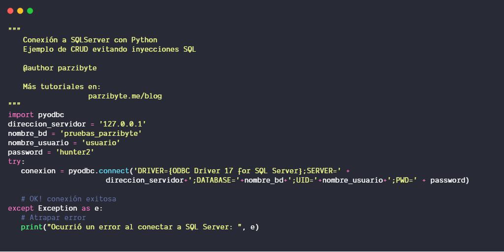 Conectar SQL Server con Python usando PyODBC - CRUD