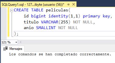 Crear tabla en base de datos