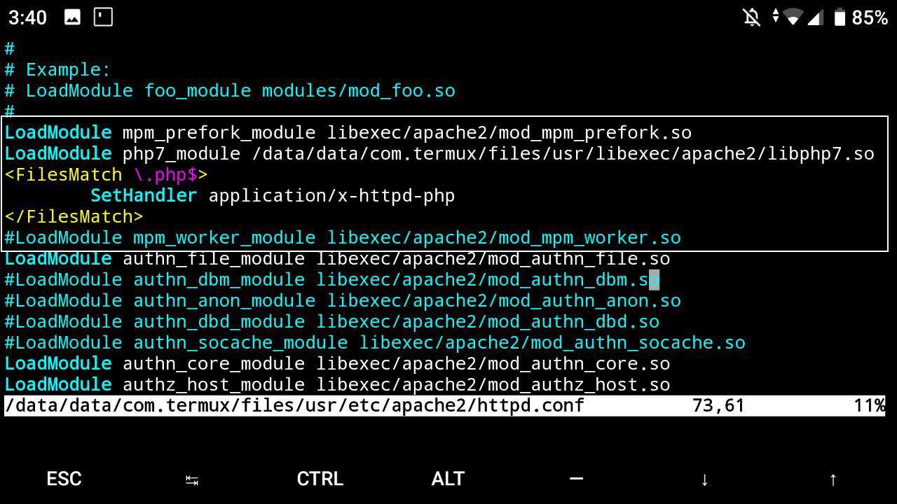 Configuración httpd en termux - Android