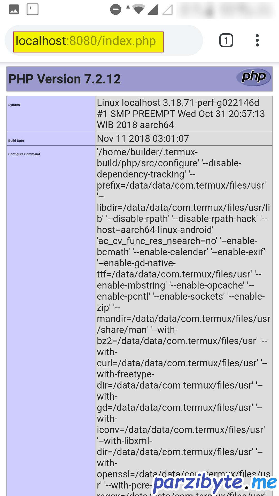 PHP ejecutándose en Android