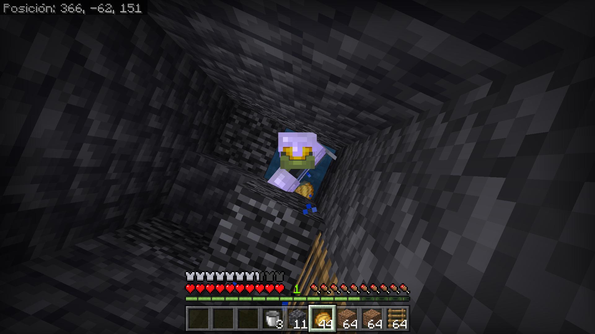 Colocar agua en el bloque más bajo en Minecraft
