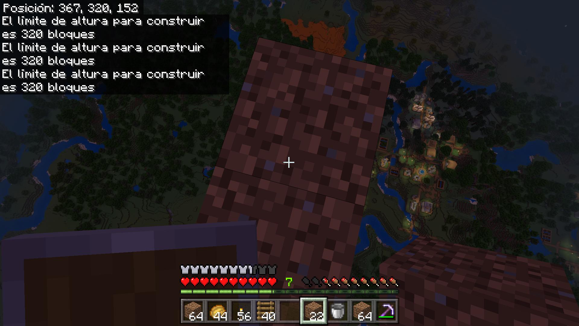 Llegando al límite de construcción en Minecraft Bedrock