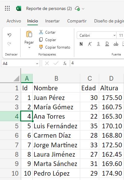 Archivo de Excel generado con consulta SQL de MySQL usando PHP