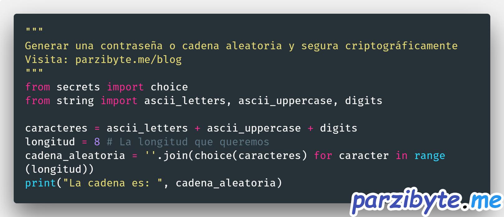 Cadena aleatoria segura criptográficamente con Python