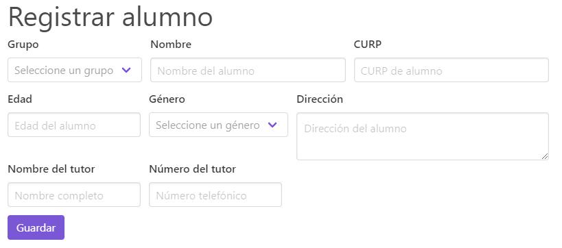 Control escolar web - Registrar alumno