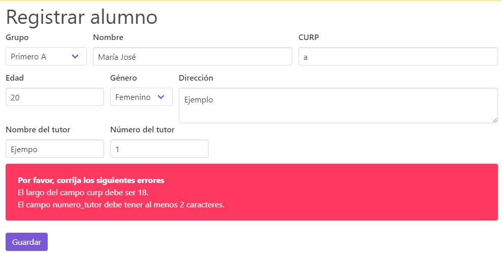 Validación en el control escolar