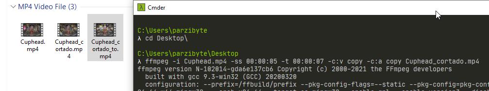 Cortar vídeo con ffmpeg - Indicar inicio y duración