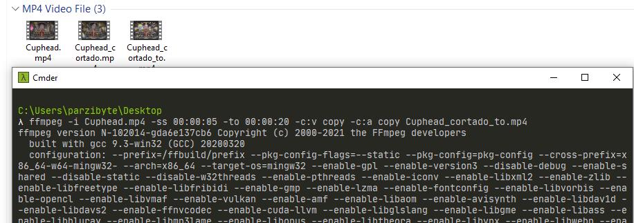 Ffmpeg - Extraer porción de vídeo especificando inicio y fin