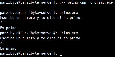 Probando función de número primo en C++