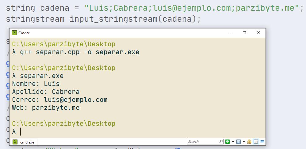 Programación C++ - Separar cadena usando punto y coma