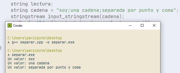 Separar cadena por delimitador en C++ usando getline