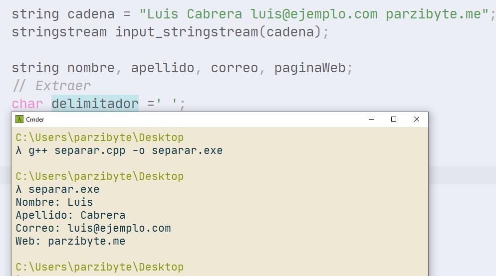 Usar espacio como delimitador para separar cadena por tokens en C++