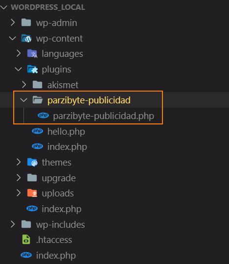 Ubicación del plugin para WordPress dentro de instalación de WP
