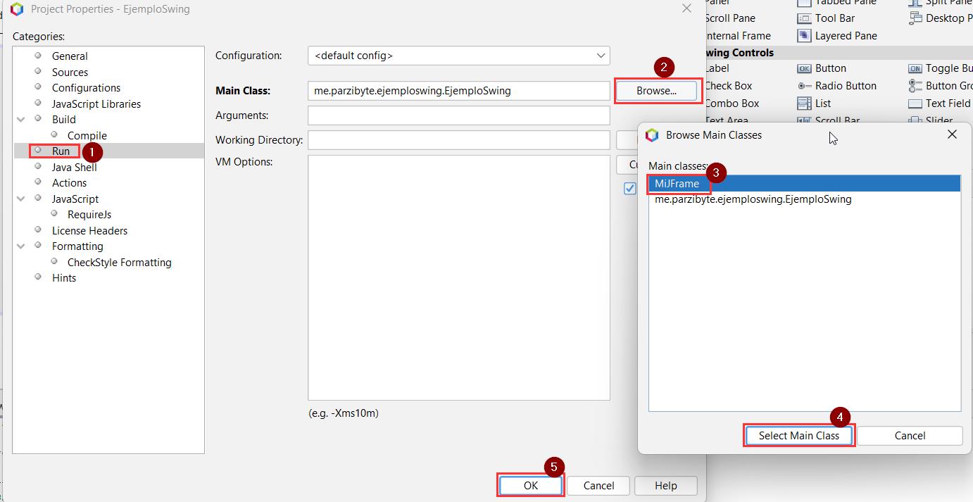 Modificar clase principal de proyecto en Java con Swing