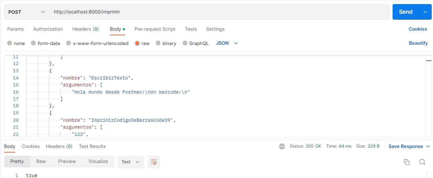 Imprimir ticket en impresora POS con Postman