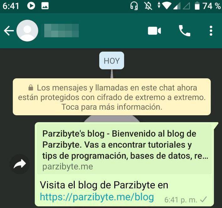 Enviando un mensaje de WhatsApp a través de link