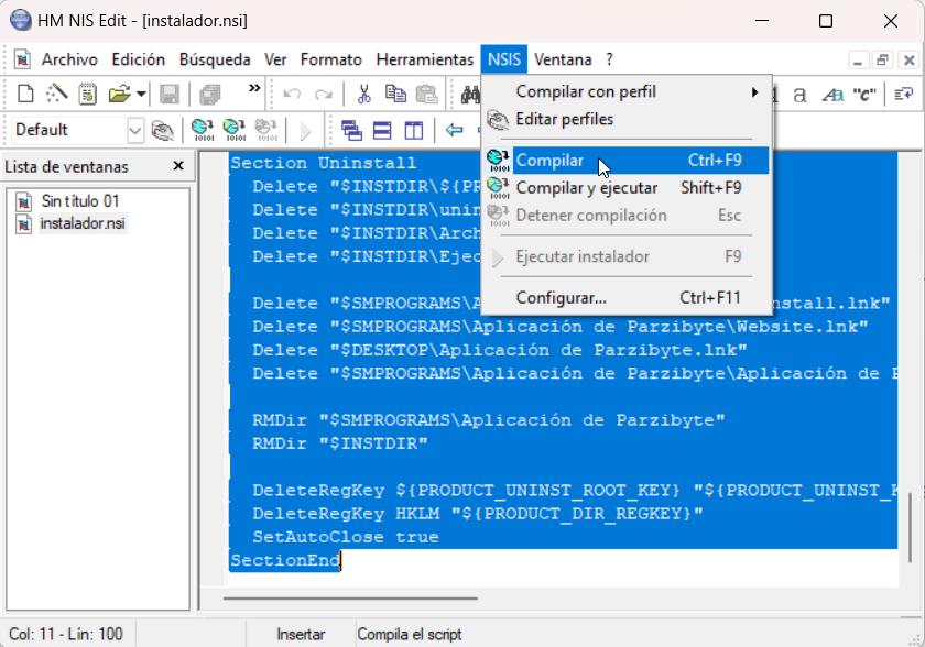 NSIS - Empaquetar nuestro programa (Crear paquete de instalación)