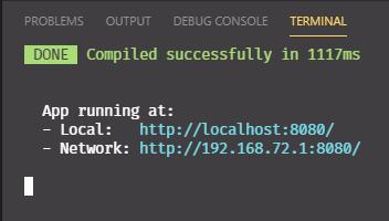 Ejecutar npm run serve para servir app de Vue