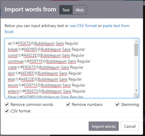 Configuraciones para importar CSV