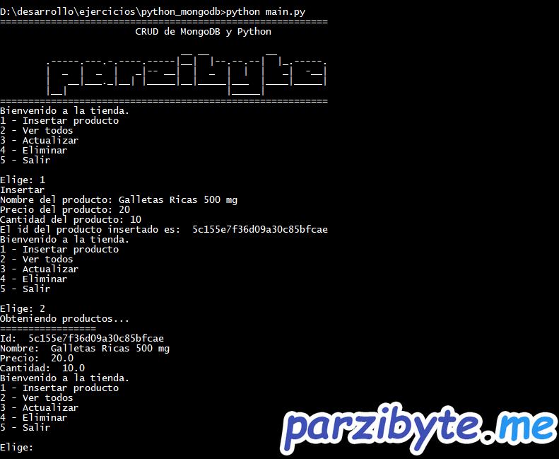 CRUD de MongoDB y Python con PyMongo