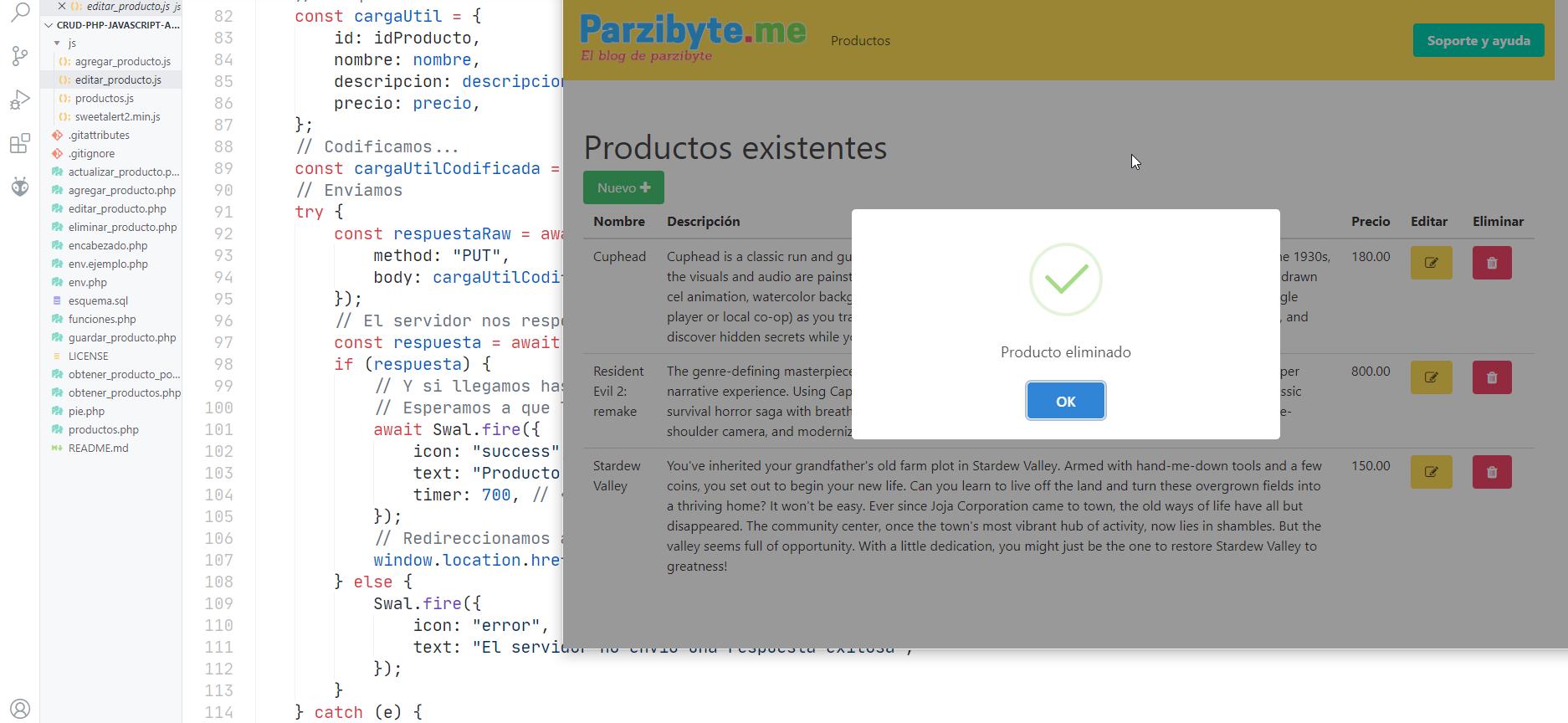 CRUD con MySQL, PHP, JavaScript y AJAX