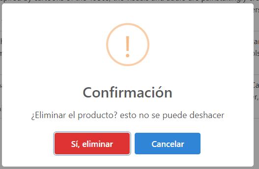 Confirmación con SweetAlert para eliminar producto usando AJAX, PHP y MySQL