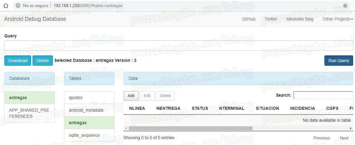 Explorando base de datos Android desde el navegador