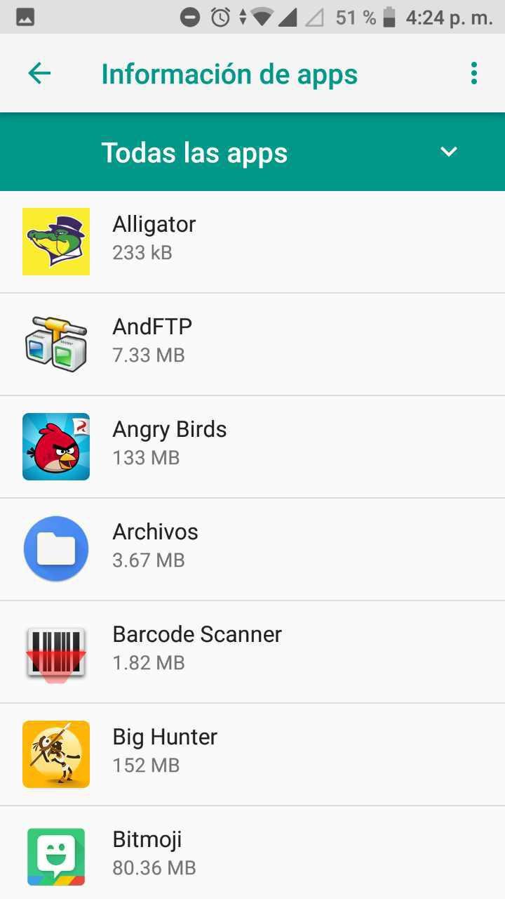Información de apps