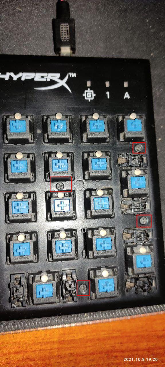 Teclas numéricas - Tornillos para desarmar teclado Hyperx